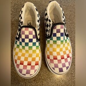 Rainbow, slip on Vans, kids size 1, gently used.mint condition.